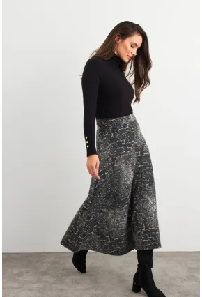 Kadın Taş-Siyah Desenli Çan Etek MLON3007