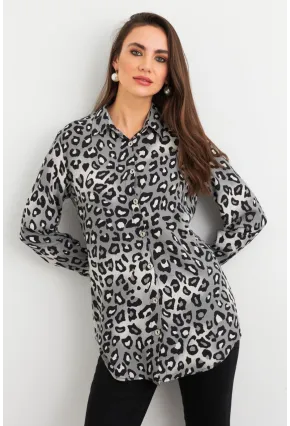 Kadın Taş-Siyah Desenli Gömlek MASF227