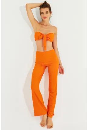 Kadın Turuncu Büstiyerli Pantolon Takım YEL221225