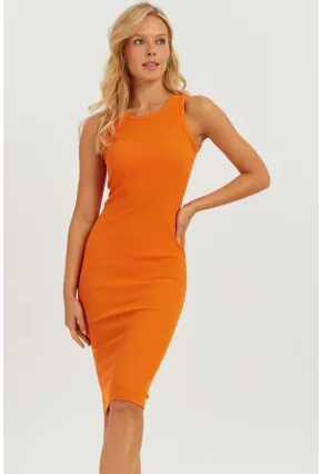 Kadın Turuncu Kaşkorse Midi Elbise CG330