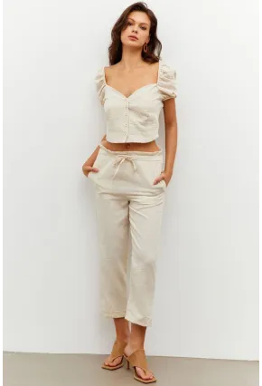 Kadın Vanilya Alt-Üst Keten Takım PP7440
