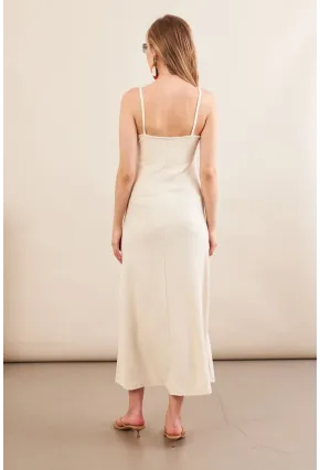 Kadın Vanilya Askılı Midi Elbise FLU7314