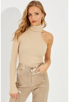 Kadın Vanilya Balıkçı Tek Kol Kaşkorse Bluz EY1118