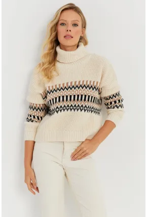 Kadın Vanilya Balıkçı Triko Kazak YZ527