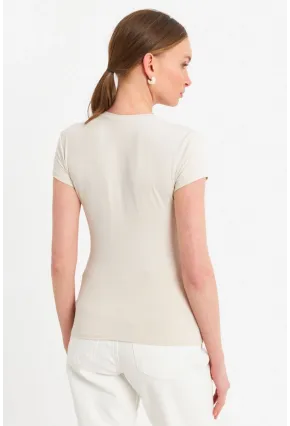 Kadın Vanilya Basic T-Shirt FLS07