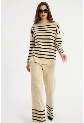 Kadın Vanilya Çizgili Alt Üst Takım MYİL11