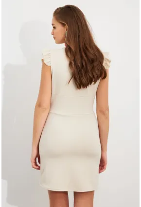 Kadın Vanilya Düğme Detaylı Mini Elbise DAF5033