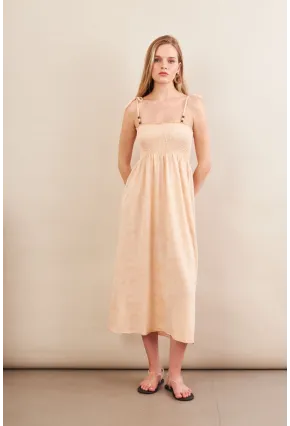 Kadın Vanilya Gipeli Midi Plaj Elbisesi OR501