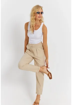 Kadın Vanilya Keten Pantolon DMR340