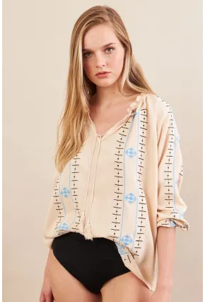 Kadın Vanilya Nakışlı Bluz MPC1344