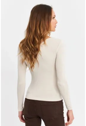 Kadın Vanilya Pencereli Aksesuarlı Bluz SB3046