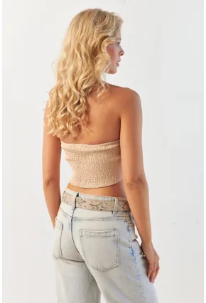 Kadın Vanilya Sırtı Gipeli Crop Bluz NH24754