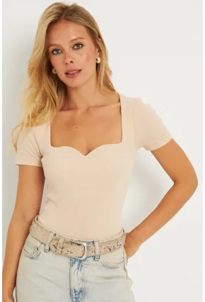 Kadın Vanilya Triko Bluz AYD337