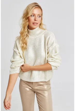 Kadın Vanilya Varakli Triko Bluz SF2530