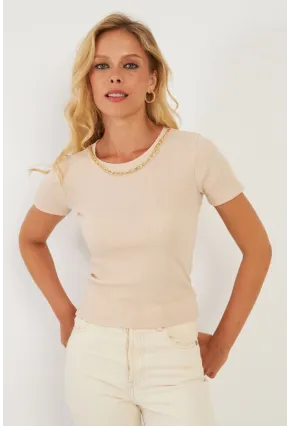 Kadın Vanilya Zincir Aksesuarlı Bluz XL2020
