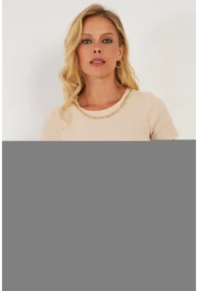 Kadın Vanilya Zincir Aksesuarlı Bluz XL2020