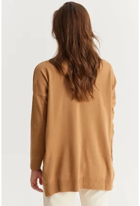 Kadın Vizon V Yaka Taşlı İnce Triko Bluz YİL002