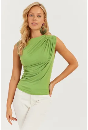 Kadın Yeşil Büzgülü Bluz YZ625