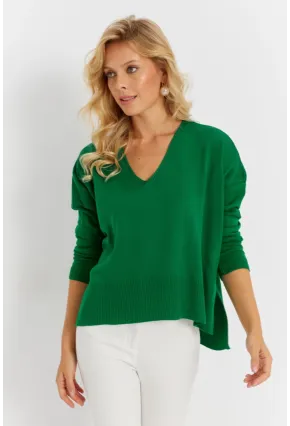 Kadın Yeşil Önü Kısa Triko Kazak YİL551