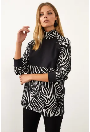 Siyah-Beyaz Bloklu Sweatshirt MEY1084