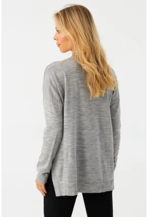 Kadın Açık Gri V Yaka Taşlı İnce Triko Bluz YİL002