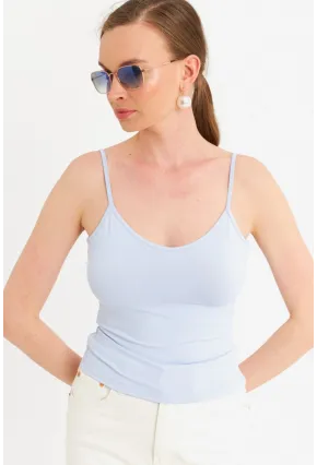 Kadın Açık Mavi Askılı Basic Atlet FLS06