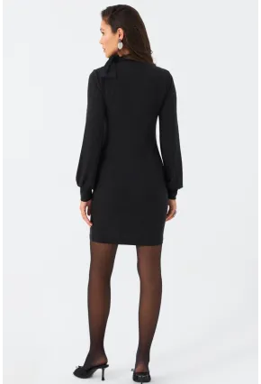 Kadın Antrasit Boyundan Bağlamalı Midi Elbise EY2971