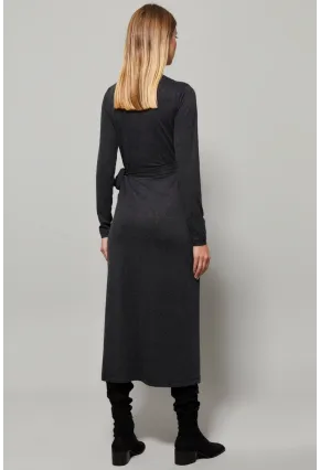 Kadın Antrasit Kruvaze Maxi Elbise EY1135