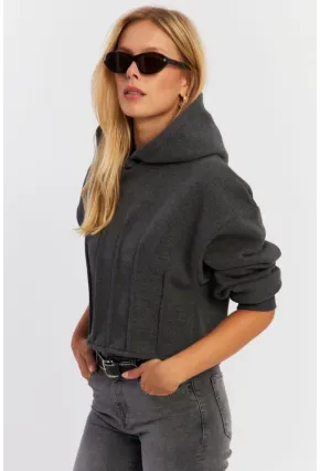 Kadın Antrasit Nervüllü Üç İplik Sweatshirt TF13