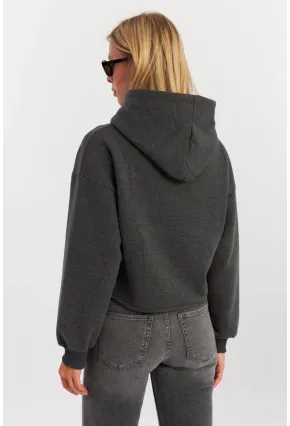 Kadın Antrasit Nervüllü Üç İplik Sweatshirt TF13