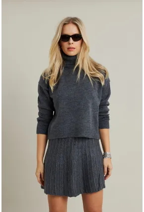 Kadın Antrasıt Pileli Etekli Alt Üst Takım ELT12001