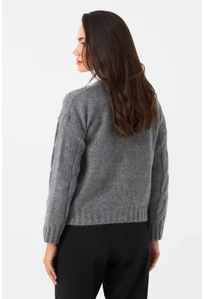 Kadın Antrasit Saç Örgülü Hırka YV295