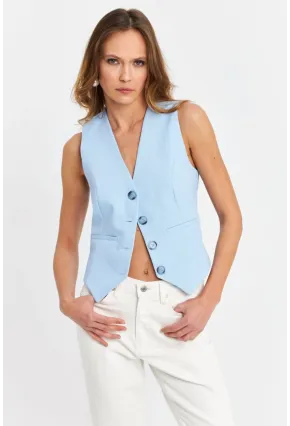 Kadın Bebe Mavi Keten Astarlı Yelek TW60046