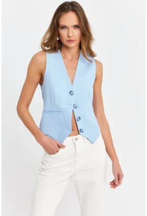 Kadın Bebe Mavi Keten Astarlı Yelek TW60046