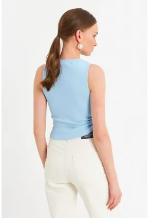 Kadın Bebe Mavi Yanı Büzülebilir Basic Bluz RSP329