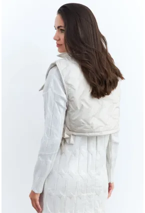 Kadın Bej Crop Yelek İS808