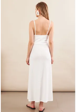 Kadın Beyaz Askılı Midi Elbise FLU7314