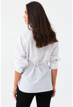 Kadın Beyaz Bağlama Detaylı Gömlek ZER418