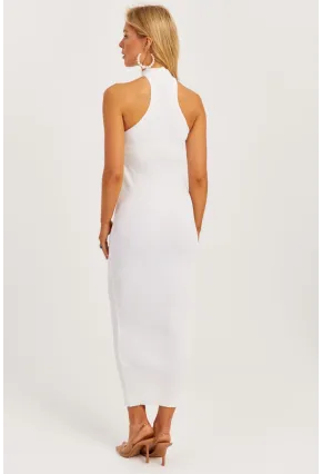 Kadın Beyaz Çapraz Yaka Triko Elbise YZ630