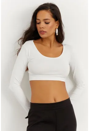 Kadın Beyaz Crop Bluz CG261
