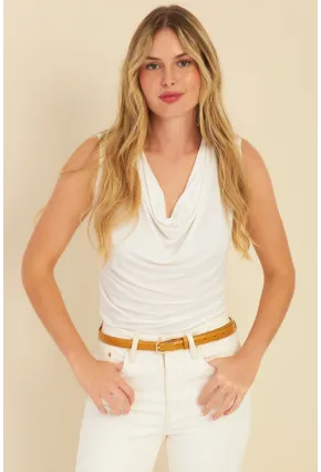 Kadın Beyaz Degaje Yaka Bluz YZ1020