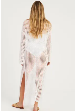 Kadın Beyaz File Kaftan SMT550