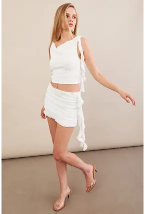 Kadın Beyaz Fırfırlı Dantel Takım EV112