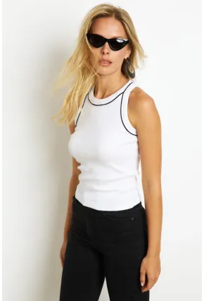 Kadın Beyaz Halter Yaka Kaşkorse Bluz AYD326