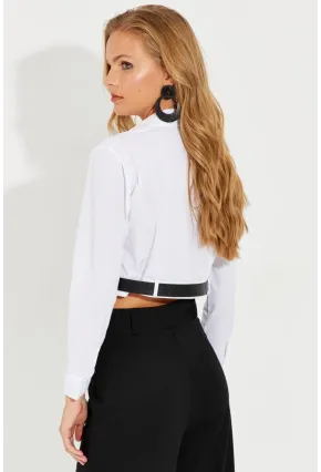 Kadın Beyaz Kemerli Kısa Gömlek MEN2017