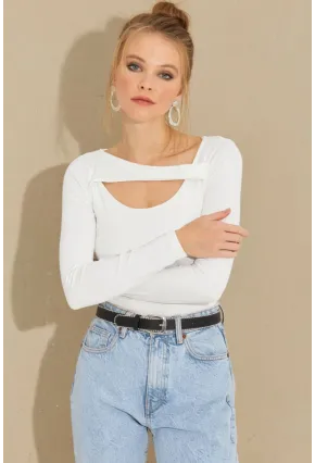 Kadın Beyaz Pencereli Bluz CY438