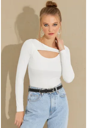 Kadın Beyaz Pencereli Bluz CY438
