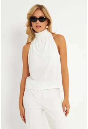 Kadın Beyaz Sırtı Düğmeli Bluz ELT3963