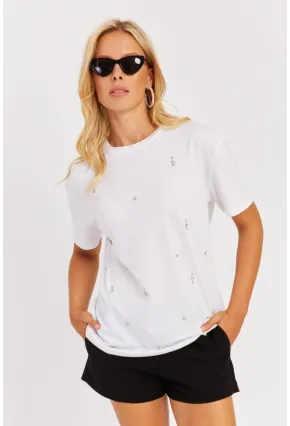 Kadın Beyaz Taşlı Bluz SGT401