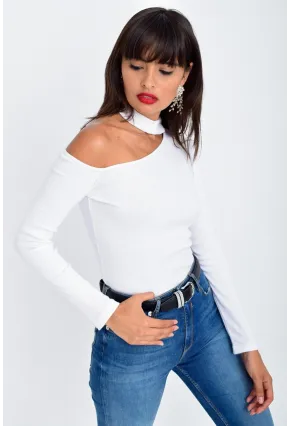 Kadın Beyaz Tek Omuz Bluz Kaşkorse CG53